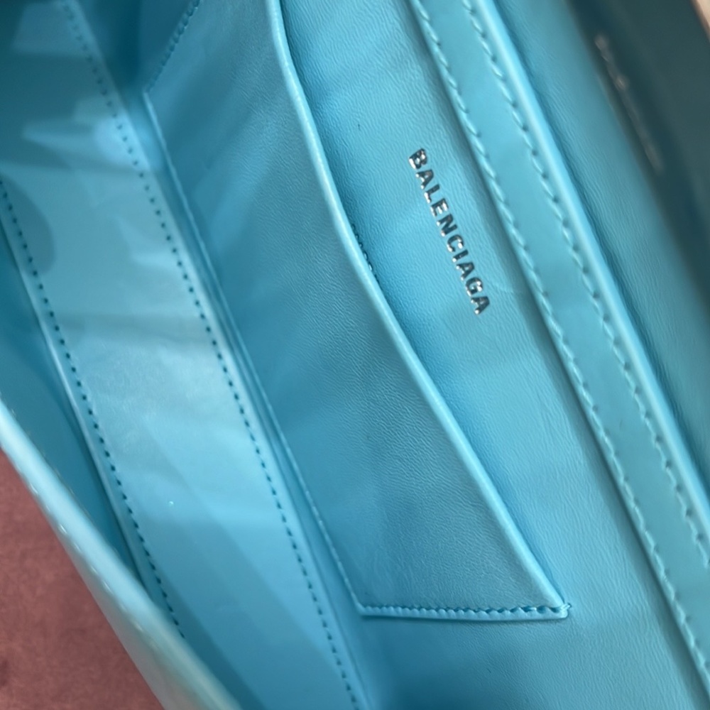 Balenciaga Blue Hourglass Leather Shoulder Bag - Picture 9 of 10